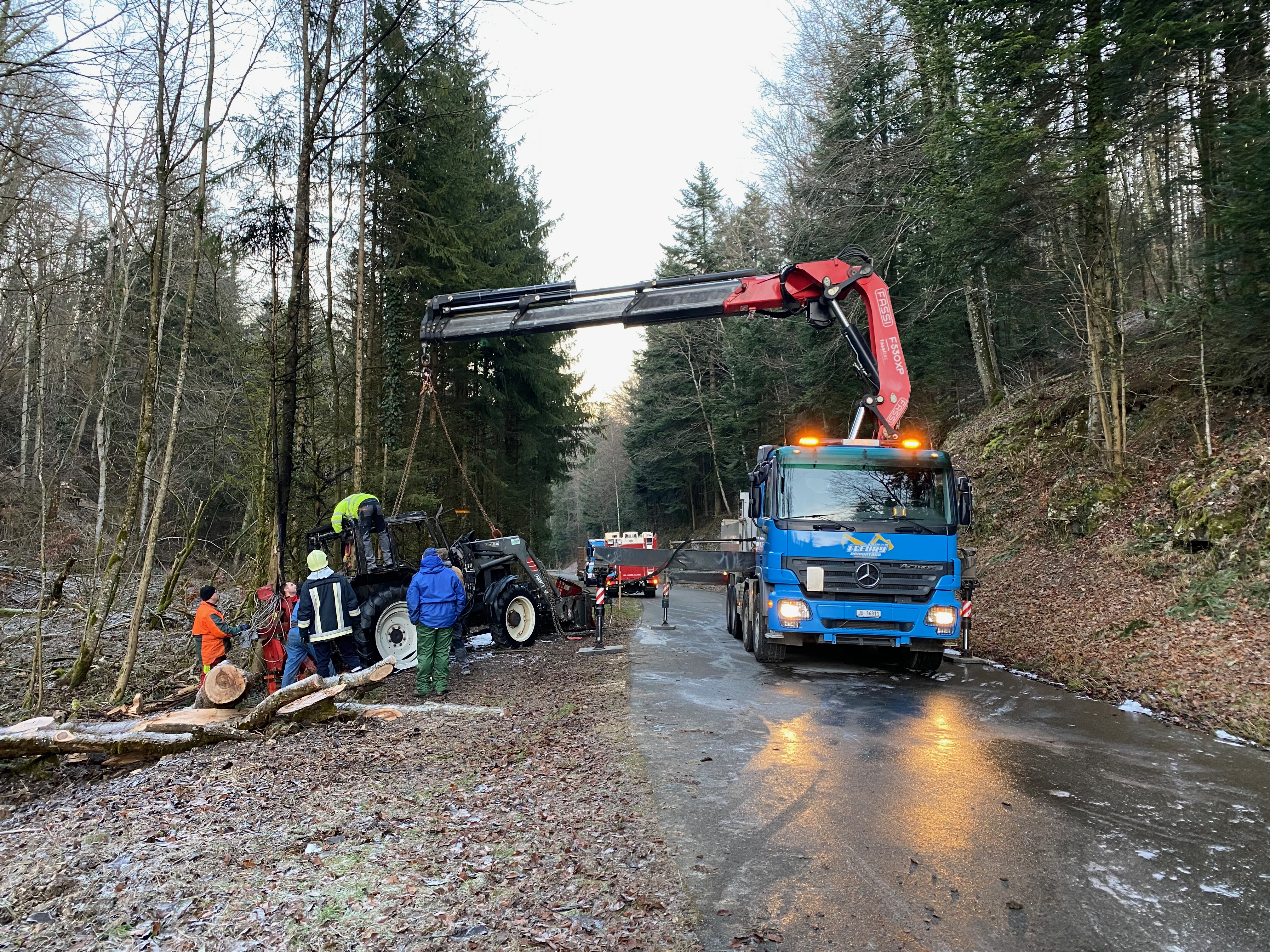 Tracteur en feu